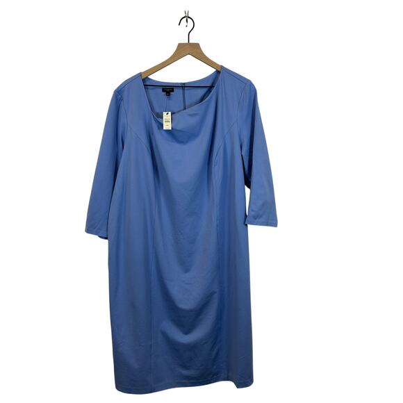 NWT Talbots Blue Sheath Plus Size 3/4 Sleeve Dress Women’s Size 20 W - Picture 2 of 9